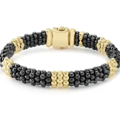 18K Gold Station Ceramic Beaded Bracelet | 9mm