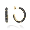 18K Gold Station Ceramic Beaded Hoop Earrings