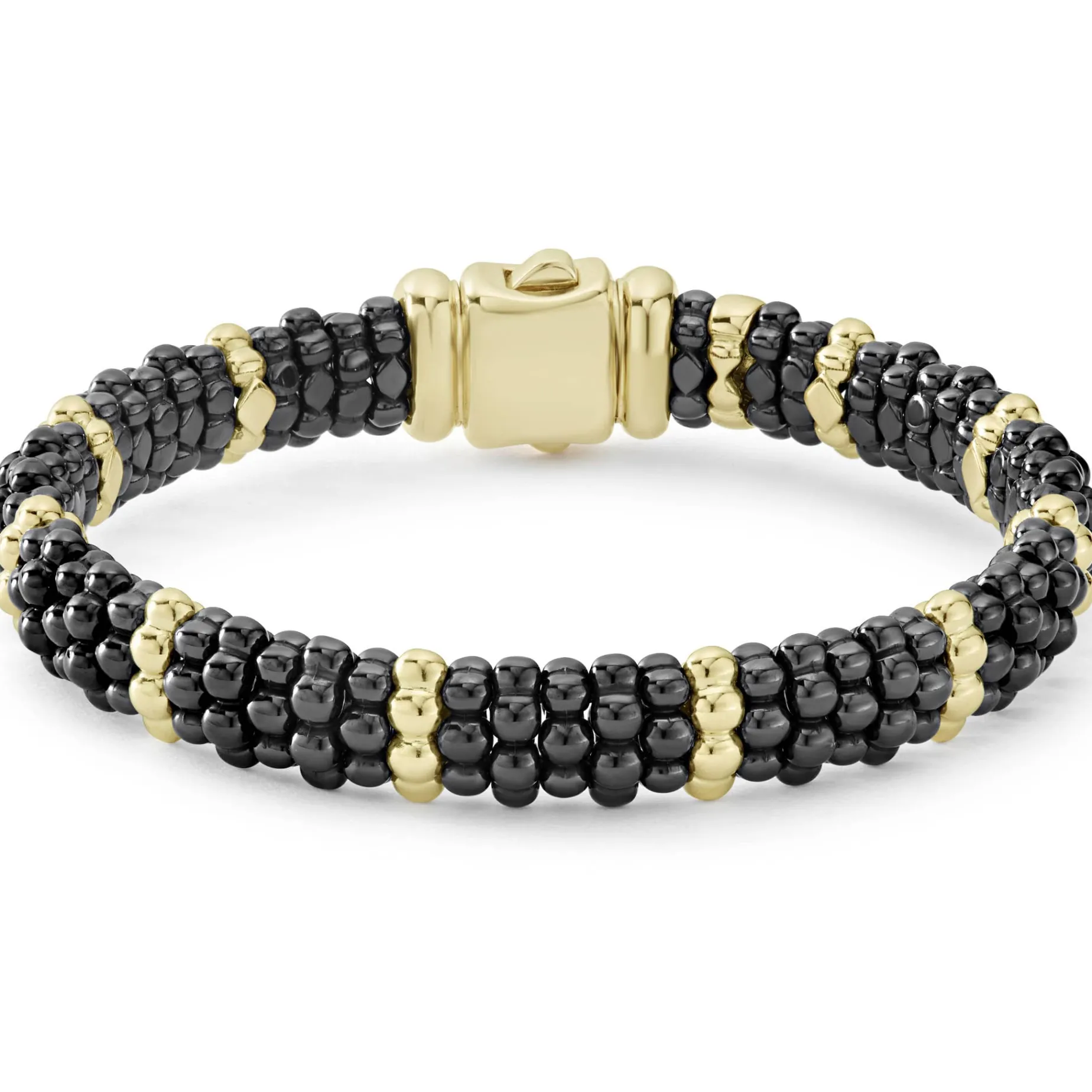 18K Gold Station Ceramic Beaded Bracelet | 9mm
