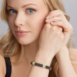 18K Gold Station Ceramic Beaded Bracelet | 9mm