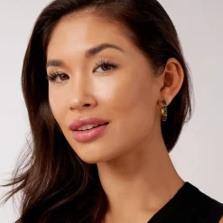 18K Gold Station Ceramic Beaded Hoop Earrings