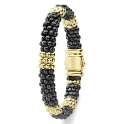 18K Gold Station Ceramic Beaded Bracelet | 9mm