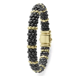 18K Gold Station Ceramic Beaded Bracelet | 9mm