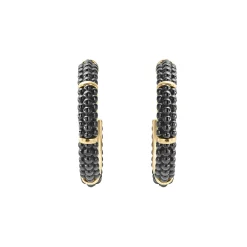 18K Gold Station Ceramic Beaded Hoop Earrings