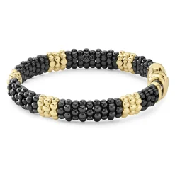 18K Gold Station Ceramic Beaded Bracelet | 9mm