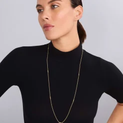 18K Gold Superfine Station Chain Necklace