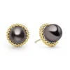 18K Gold Tahitian Black Pearl Stud Earrings