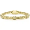 18K Gold Three Station X Diamond Caviar Bracelet | 6mm