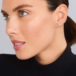 18K Gold Triangle Diamond Stud Earrings