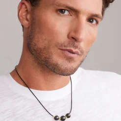 18K Gold Triple Black Pearl Necklace