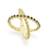 18K Gold X Black Diamond Ring