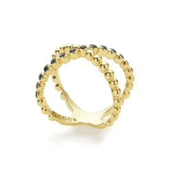 18K Gold X Black Diamond Ring