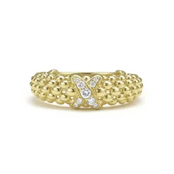18K Gold X Caviar Diamond Ring