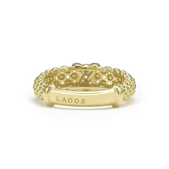 18K Gold X Caviar Diamond Ring