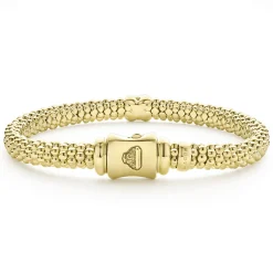18K Gold X Diamond Caviar Bracelet | 6mm