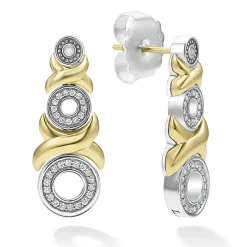 18K Gold XO Diamond Drop Earrings