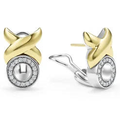 18K Gold XO Diamond Earrings