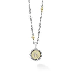 K Initial Diamond Charm Necklace