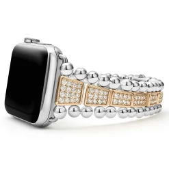 18K Rose Gold and Sterling Silver Full Diamond Watch Bracelet-42-49mm