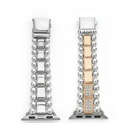 18K Rose Gold and Sterling Silver Half Diamond Watch Bracelet-38-45mm