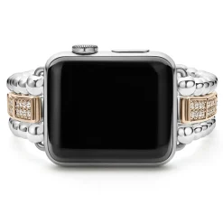 18K Rose Gold and Sterling Silver Full Diamond Watch Bracelet-38-45mm