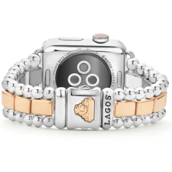 18K Rose Gold and Sterling Silver Single Diamond Watch Bracelet-38-45mm