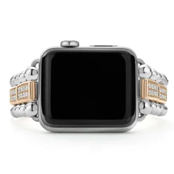 18K Rose Gold and Sterling Silver Half Diamond Watch Bracelet-38-45mm