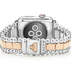 18K Rose Gold and Sterling Silver Half Diamond Watch Bracelet-42-49mm