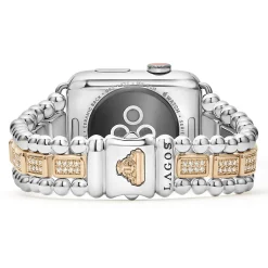 18K Rose Gold and Sterling Silver Full Diamond Watch Bracelet-42-49mm