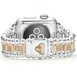18K Rose Gold and Sterling Silver Full Diamond Watch Bracelet-38-45mm