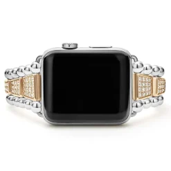 18K Rose Gold and Sterling Silver Full Diamond Watch Bracelet-42-49mm