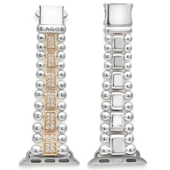 18K Rose Gold and Sterling Silver Full Diamond Watch Bracelet-38-45mm
