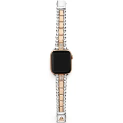 18K Rose Gold and Sterling Silver Single Diamond Watch Bracelet-38-45mm