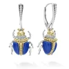 Lapis Beetle Diamond Drop Earrings