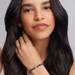 Lapis Gold Station Bead Bracelet