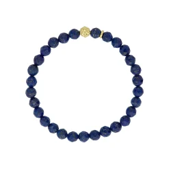 Lapis Gold Station Bead Bracelet