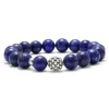 Lapis Silver Station Bead Bracelet