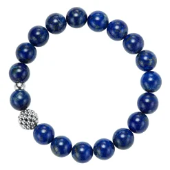 Lapis Silver Station Bead Bracelet