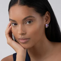 Large Amethyst Huggie Earrings