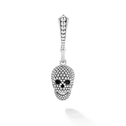 Large Caviar Beaded Skull Earring