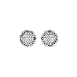 Large Caviar Circle Diamond Earrings