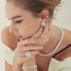 Large Caviar Circle Diamond Earrings