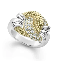 Large Caviar Diamond Knot Ring