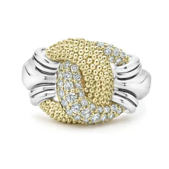 Large Caviar Diamond Knot Ring