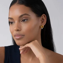 Large Citrine Huggie Earrings