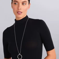 Large Diamond Circle Pendant Necklace