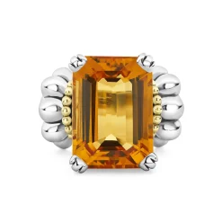 Large Emerald-Cut Citrine Ring
