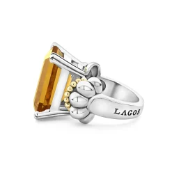 Large Emerald-Cut Citrine Ring