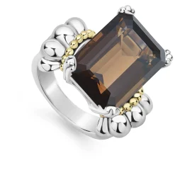 Large Emerald-Cut Smokey Quartz Ring