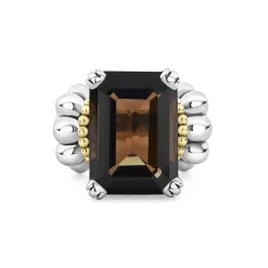 Large Emerald-Cut Smokey Quartz Ring